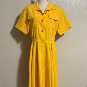 Vintage N.R.1 Women’s Yellow Dress Short Sleeve Made In USA Size Medium